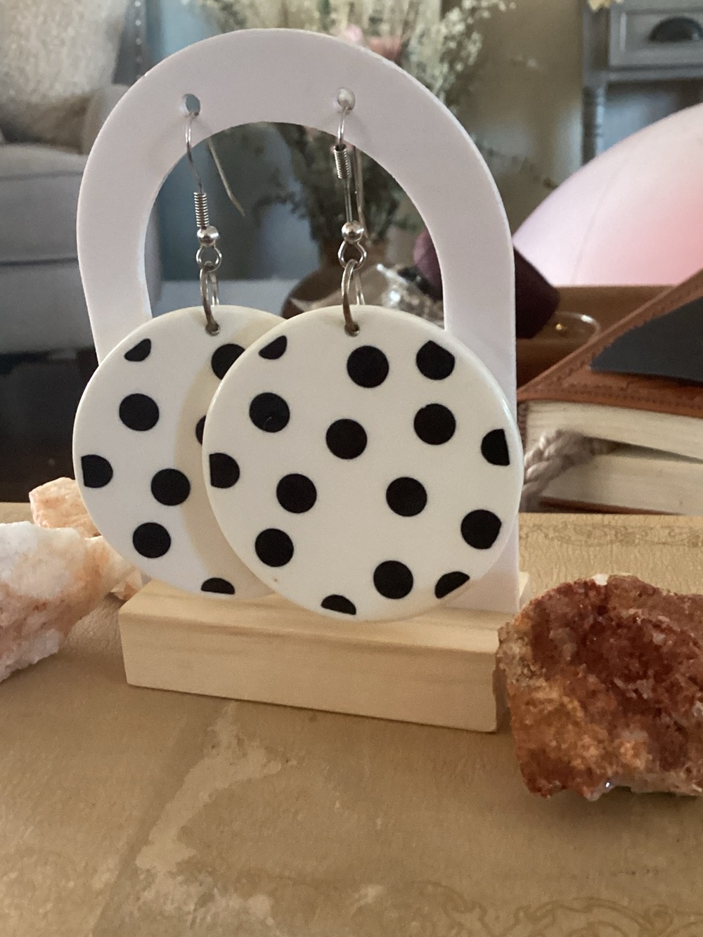 & Other Stories White and Black Polka Dot Round Drop Earrings